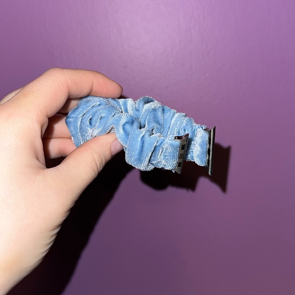 Blue scrunchie Apple Watch band